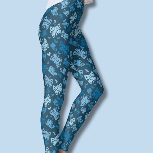 Blauwe vlinder patroon leggings