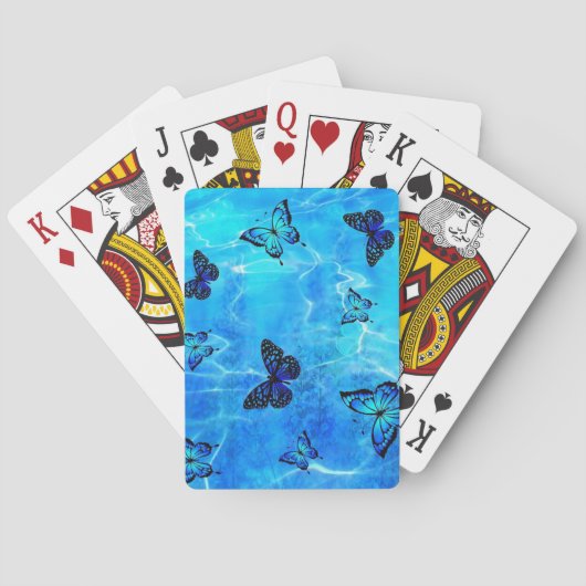 Blauwe vlinder pokerkaarten (Achterkant)
