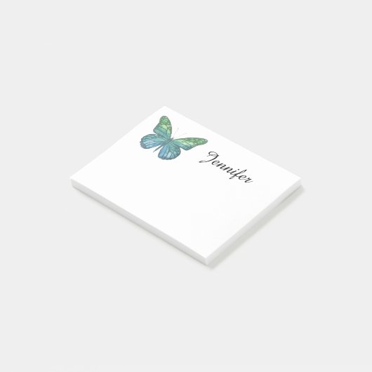 Blauwe vlinder post-it® notes (Schuin)