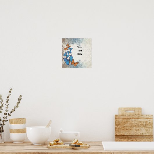 Blauwe vlinder poster (Keuken)