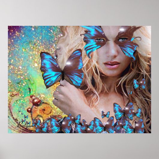 BLAUWE VLINDER POSTER (Voorkant)