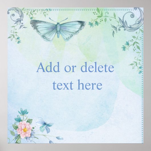 Blauwe vlinder poster (Voorkant)