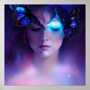 Blauwe vlinder poster