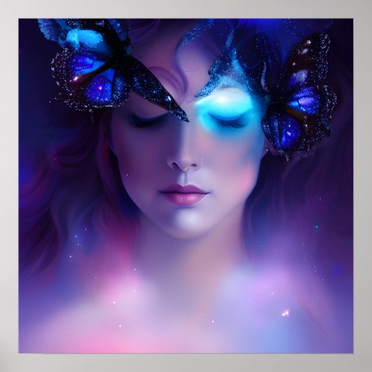 Blauwe vlinder poster (Voorkant)