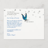 Blauwe Vlinder Quinceanera Foto Save the Date Aankondigingskaart (Achterkant)