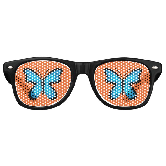 Blauwe Vlinder Retro Zonnebril (Voorkant)