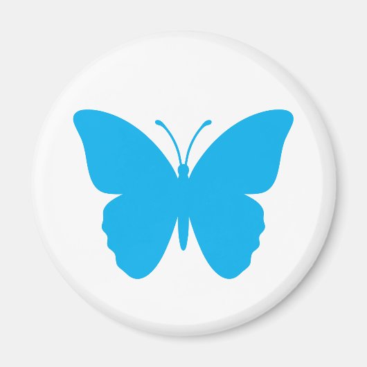 Blauwe Vlinder Rond Magneet (Voorkant)