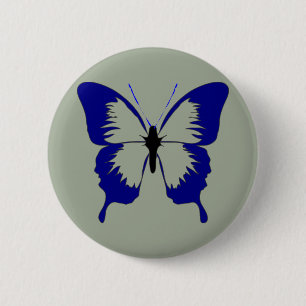 Blauwe vlinder ronde button 5,7 cm