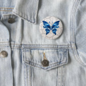 Blauwe vlinder ronde button 5,7 cm (In situ)