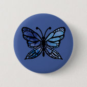 Blauwe vlinder ronde button 5,7 cm (Voorkant)