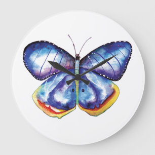 Blauwe vlinder ronde (grote wandklok) grote klok