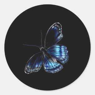 Blauwe vlinder ronde sticker