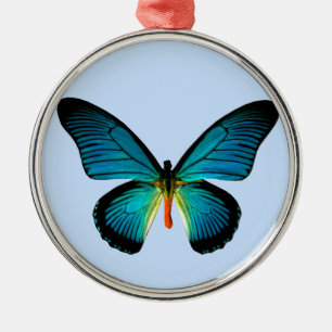 Blauwe vlinder-ronde-versiering metalen ornament