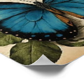  blauwe vlinder roze roze roze roze blauwhydrangea poster (Hoek)