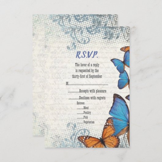 Blauwe  vlinder RSVP (Voorkant / Achterkant)
