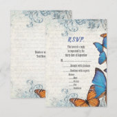 Blauwe vlinder RSVP Kaartje (Voorkant / Achterkant)