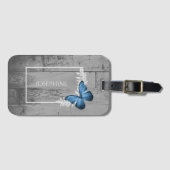 Blauwe vlinder Rustisch Bagagelabel (Voorkant (horizontaal))