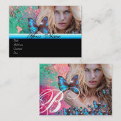 BLAUWE VLINDER SCHOONHEID MAKE-UP ARTIEST monogram Visitekaartje (Voorkant / Achterkant)