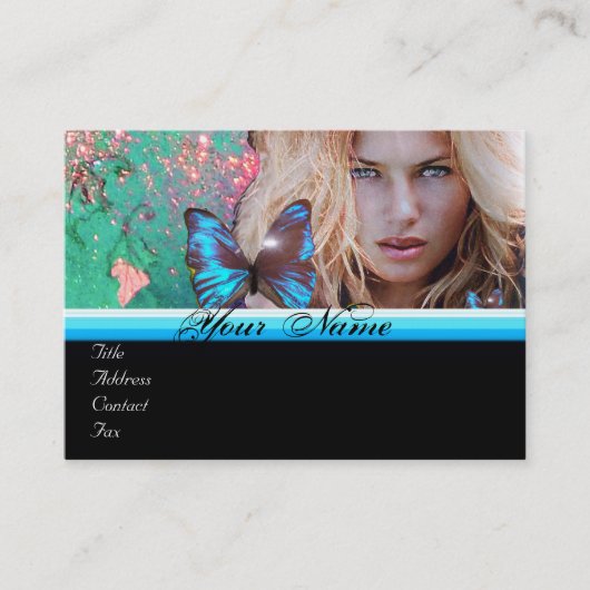 BLAUWE VLINDER SCHOONHEID MAKE-UP ARTIEST monogram Visitekaartje (Voorkant)