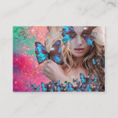 BLAUWE VLINDER SCHOONHEID MAKE-UP KUNSTENAAR roze Visitekaartje (Achterkant)