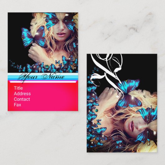 BLAUWE VLINDER SCHOONHEIDSSALON, MAKE-UP ARTIST mo Visitekaartje (Voorkant / Achterkant)