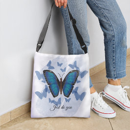 Blauwe vlinder - Schoudertas Crossbody Tas