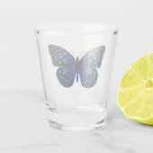 Blauwe vlinder shot glas (Achterkant)