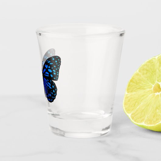 Blauwe vlinder shot glas (Rechts)