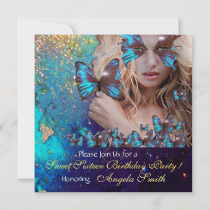 BLAUWE VLINDER SIXTEEN PARTY  MONOGRAAF,GOUD KAART