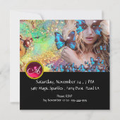 BLAUWE VLINDER SIXTEEN VERJAARDAGSFEESTJE MONOGRA KAART (Achterkant)