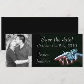 Blauwe vlinder "Sla de datum op"-kaarten Save The Date (Voorkant / Achterkant)