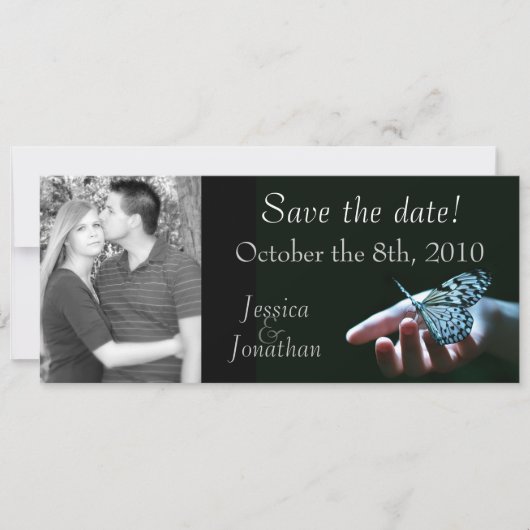 Blauwe vlinder "Sla de datum op"-kaarten Save The Date (Voorkant)