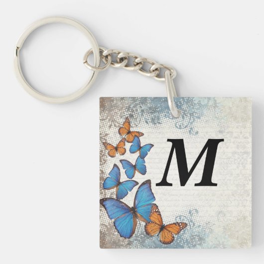 Blauwe vlinder sleutelhanger (Voorkant)