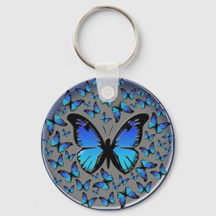 blauwe vlinder sleutelhanger