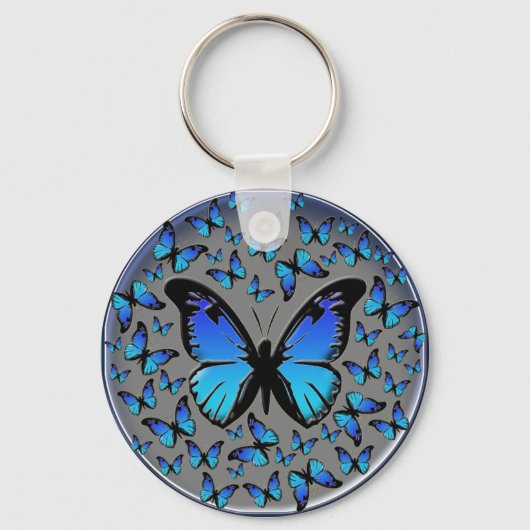 blauwe vlinder sleutelhanger (Voorkant)