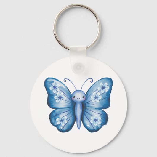 Blauwe vlinder sleutelhanger (Voorkant)