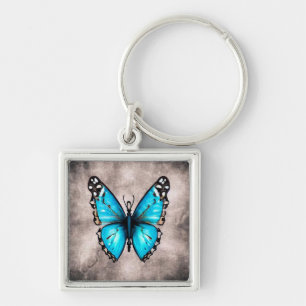 Blauwe vlinder sleutelhanger