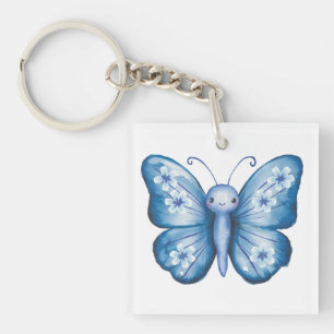 Blauwe vlinder sleutelhanger