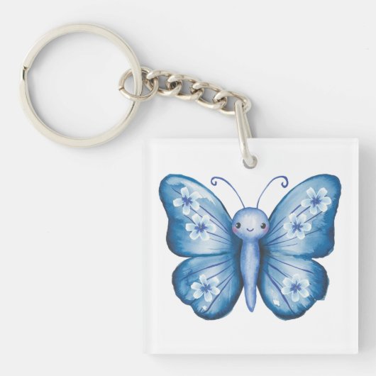 Blauwe vlinder sleutelhanger (voorkant)