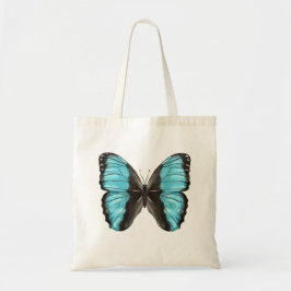 Blauwe vlinder snijkunst tote bag