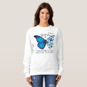Blauwe vlinder sweatshirts, Inspirerend quote Trui (Voorkant volledig)