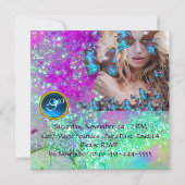 BLAUWE VLINDER SWEET 16 FEestJE  MONOGRAM, GOUD Kaart (Achterkant)