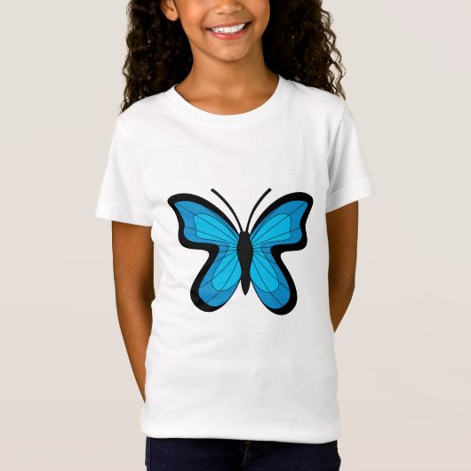 Blauwe vlinder t-shirt (Voorkant)