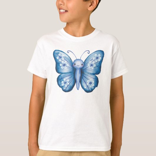 Blauwe vlinder t-shirt (Voorkant)