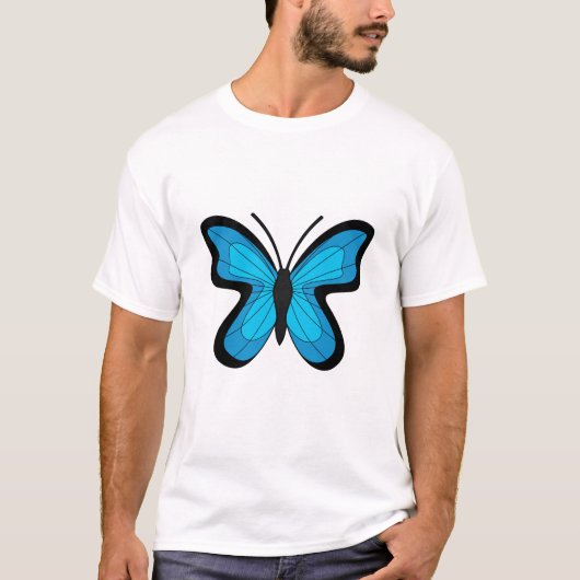 Blauwe vlinder t-shirt (Voorkant)