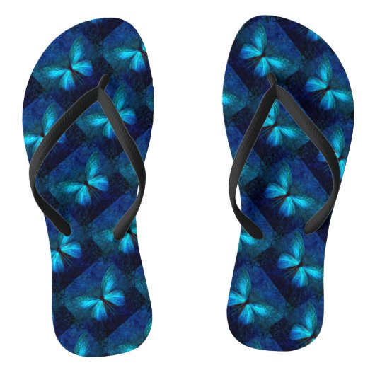 Blauwe vlinder teenslippers (Voetbed)