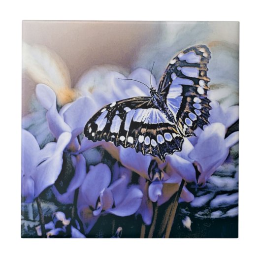 Blauwe vlinder tegeltje (Voorkant)