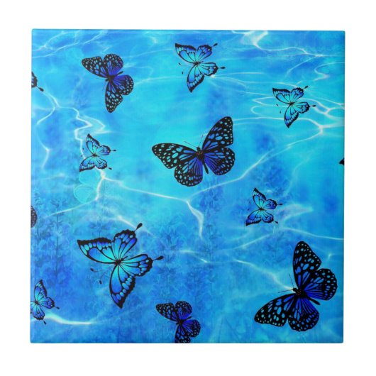 Blauwe vlinder tegeltje (Voorkant)