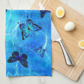 Blauwe vlinder theedoek (Quarter Fold)