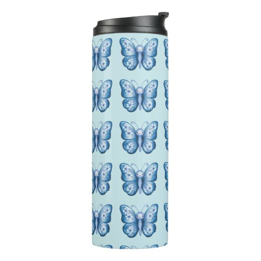 Blauwe vlinder thermosbeker (Gedraaid links)
